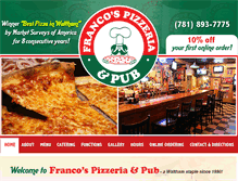 Tablet Screenshot of francospizzeria.biz
